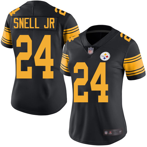 Women Pittsburgh Steelers Football #24 Limited Black Benny Snell Jr. Rush Vapor Untouchable Nike NFL Jersey